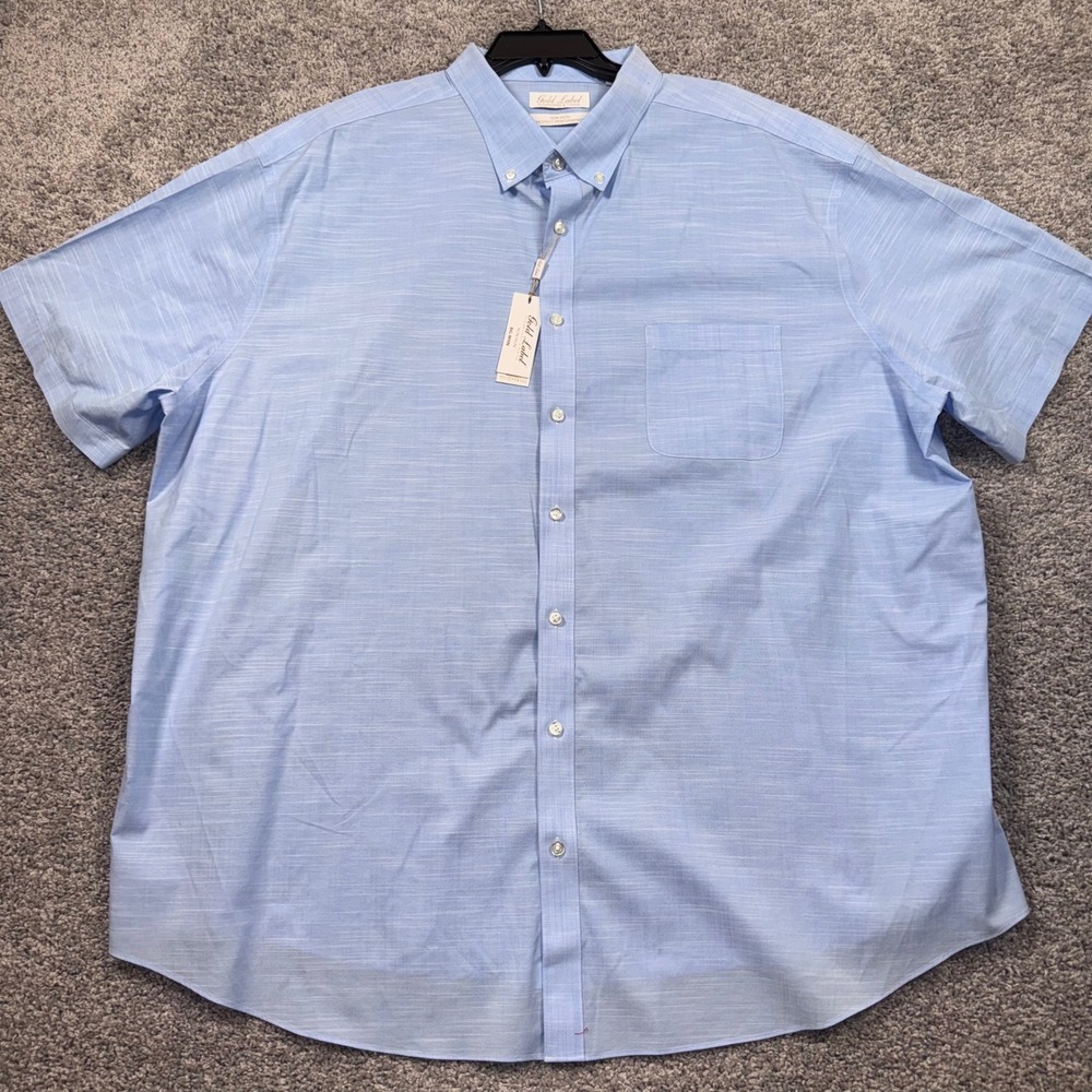 Roundtree & Yorke Gold Label Button Down Men Stretch Light Blue 3XB NEW - Picture 2 of 8